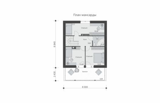 Проект одноэтажного дома с мансардой и террасой